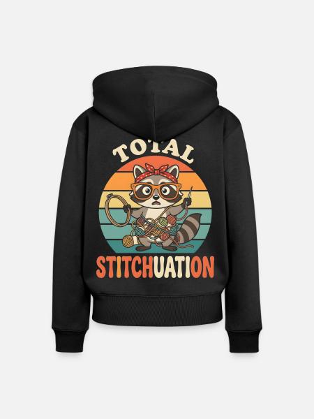Total Stitchuation Funny Stitchlepoint - Frauen Premium Bio Zip Hoodie - Schwarz