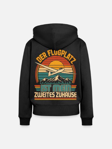 Flugplatz ist mein Zuhause Segler - Frauen Premium Bio Zip Hoodie - Schwarz