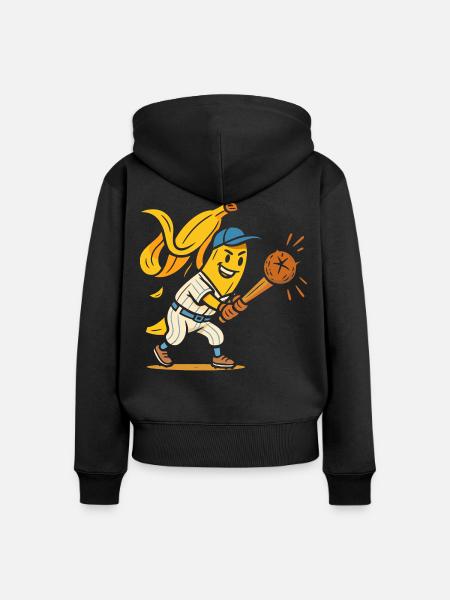 Baseball Banana - Frauen Premium Bio Zip Hoodie - Schwarz