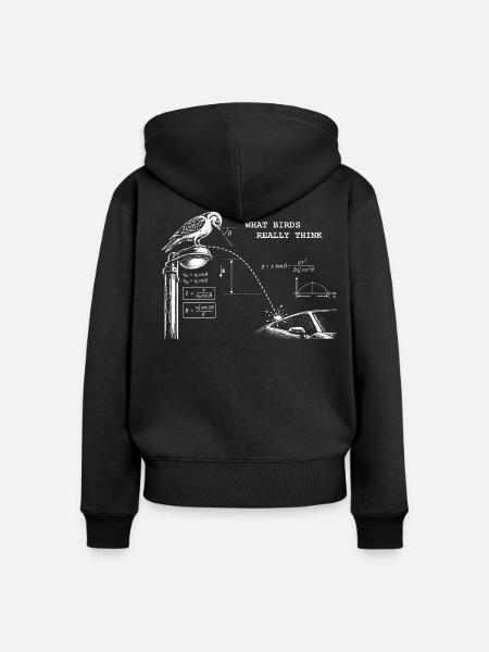 what birds really think - Frauen Premium Bio Zip Hoodie - Schwarz