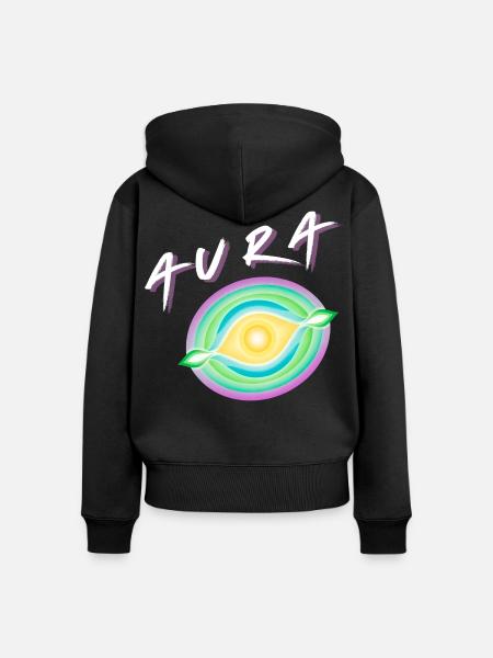 Aura - Regenbogen Aura  - Frauen Premium Bio Zip Hoodie - Schwarz