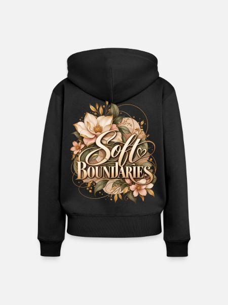 Weiche Grenzblumen - Frauen Premium Bio Zip Hoodie - Schwarz