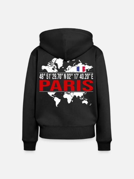 Paris - Frauen Premium Bio Zip Hoodie - Schwarz