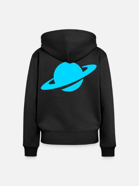 Blauer Ringplanet - Frauen Premium Bio Zip Hoodie - Schwarz