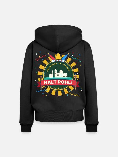 Halt Pohl Mönchengladbach Karneval Emblem - Frauen Premium Bio Zip Hoodie - Schwarz