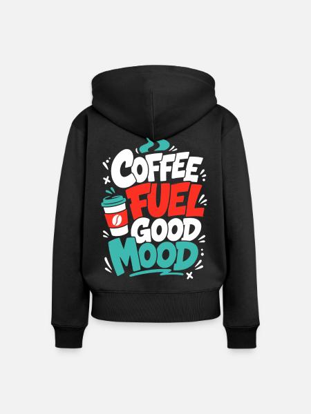 Kaffee – Coffee Fuel Good Mood - Frauen Premium Bio Zip Hoodie - Schwarz