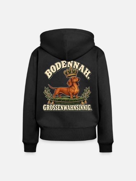 Königshund Großenwahnsinn - Frauen Premium Bio Zip Hoodie - Schwarz