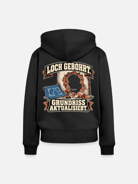 Loch gebohrt Grundriss aktualisiert - Frauen Premium Bio Zip Hoodie - Schwarz