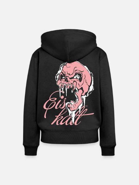 Skelett Eiskalt Pink - Frauen Premium Bio Zip Hoodie - Schwarz
