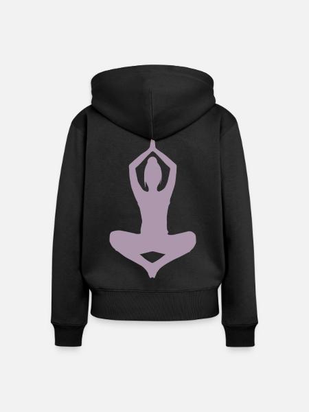 Yoga Design Sonnengruß Silhouette - Frauen Premium Bio Zip Hoodie - Schwarz