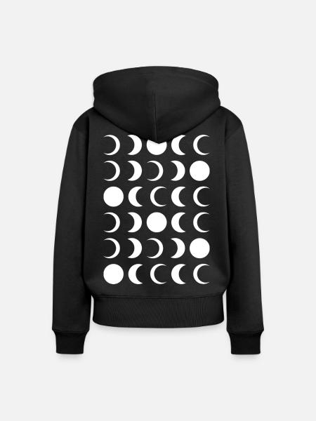 Gitter der Mondphasen - Frauen Premium Bio Zip Hoodie - Schwarz
