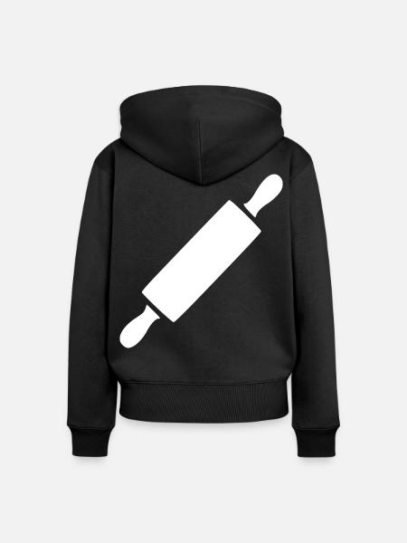 Nudelholz Rollholz Bäcker Geschenk backen - Frauen Premium Bio Zip Hoodie - Schwarz