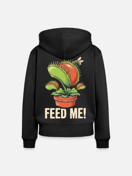 Fress mich Venusfliegenfalle - Frauen Premium Bio Zip Hoodie - Schwarz