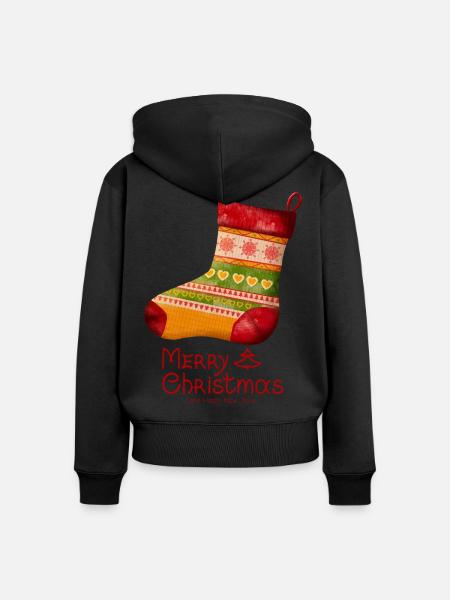 Frohe Weihnachten Strickstrümpf - Frauen Premium Bio Zip Hoodie - Schwarz