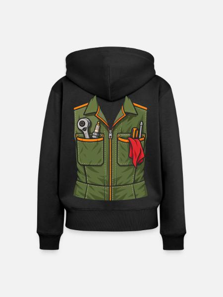 Lustiges Mechaniker T-Shirt Werkzeugweste - Frauen Premium Bio Zip Hoodie - Schwarz