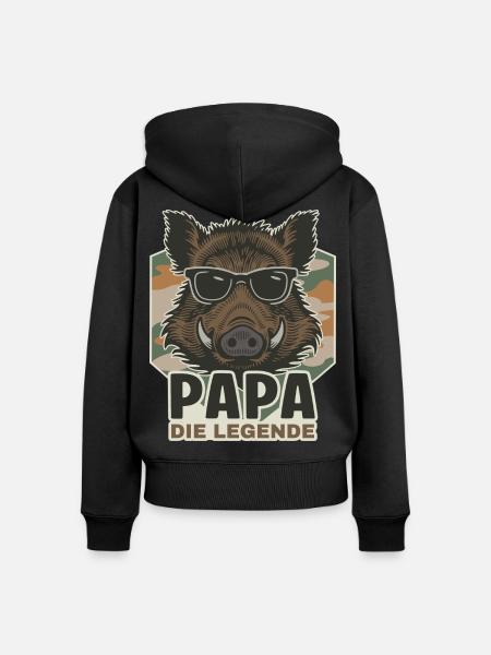 Papa die Legende Wildschwein - Frauen Premium Bio Zip Hoodie - Schwarz