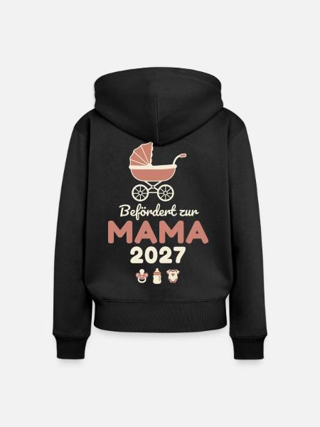 Befördert zur Mama 2027 – Süß - Frauen Premium Bio Zip Hoodie - Schwarz