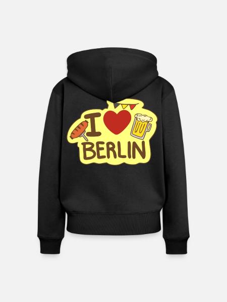 Ich liebe Berlin - Frauen Premium Bio Zip Hoodie - Schwarz