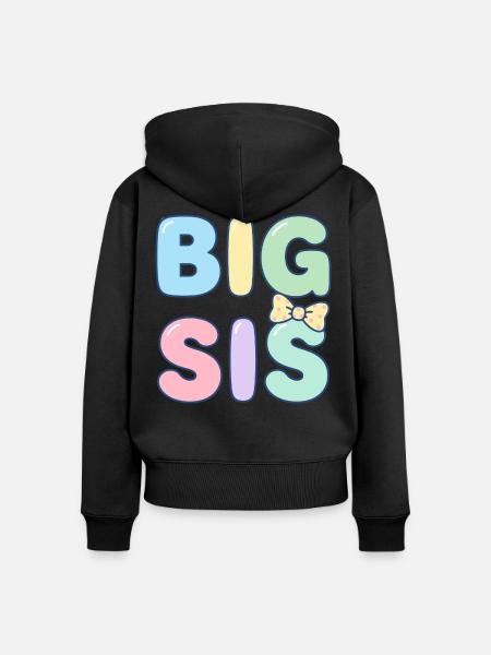 große Schwester - Frauen Premium Bio Zip Hoodie - Schwarz