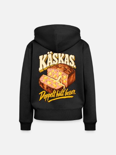 Käskas Doppelt hält besser - Frauen Premium Bio Zip Hoodie - Schwarz