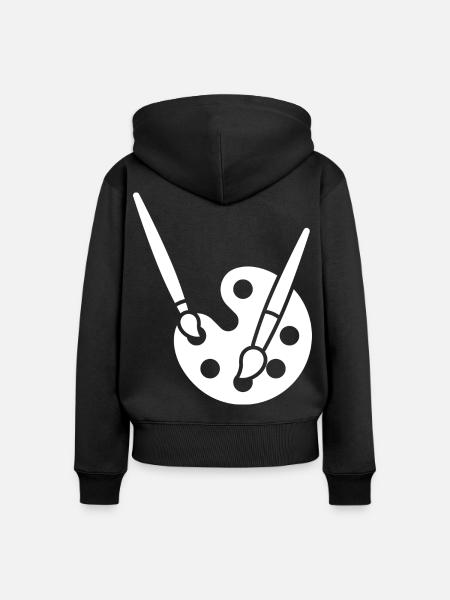 Malerei, Farbpalette, Pinsel, Kunst Symbol - Frauen Premium Bio Zip Hoodie - Schwarz