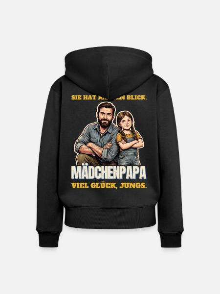 Mädchenpapa: Sie hat meinen Blick - Frauen Premium Bio Zip Hoodie - Schwarz