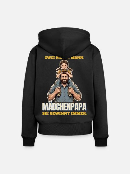Zwei-Meter-Mann und Mädchenpapa - Frauen Premium Bio Zip Hoodie - Schwarz