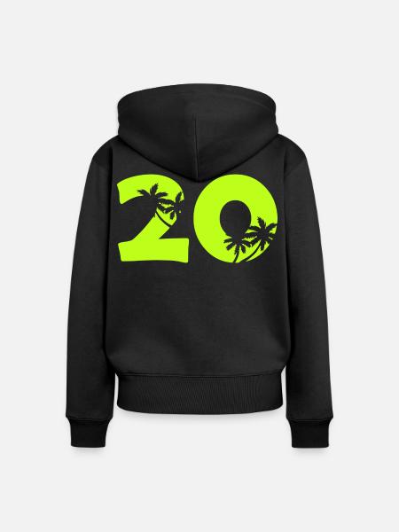 20er Tropenpalmen Retro - Frauen Premium Bio Zip Hoodie - Schwarz
