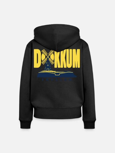 Dokkum  Friesland Windmühle Bollwerk Design - Frauen Premium Bio Zip Hoodie - Schwarz