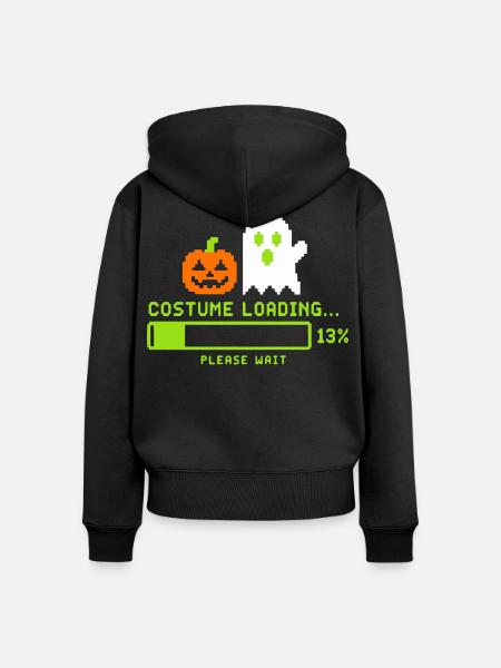 Hallowe Costume Loading Retro Gamer - Frauen Premium Bio Zip Hoodie - Schwarz