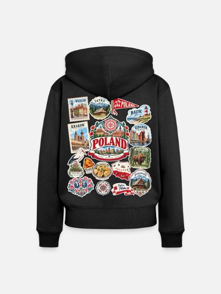 Polen Reisesticker - Frauen Premium Bio Zip Hoodie - Schwarz