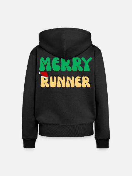 Merry Runner Weihnachtsgeschenk Laufmarathon - Frauen Premium Bio Zip Hoodie - Schwarz