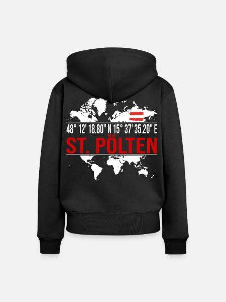 St. Pölten - Frauen Premium Bio Zip Hoodie - Schwarz