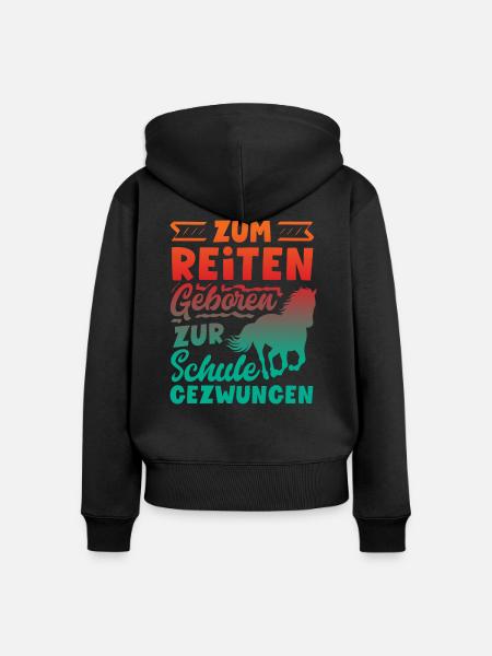 Lustiges Pferdemädchen & Reiter Spruch Geschenke - Frauen Premium Bio Zip Hoodie - Schwarz
