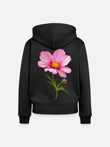 Pink Flower Nahaufnahme - Frauen Premium Bio Zip Hoodie - Schwarz