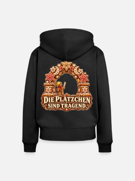 Tragende Plätzchen - Frauen Premium Bio Zip Hoodie - Schwarz