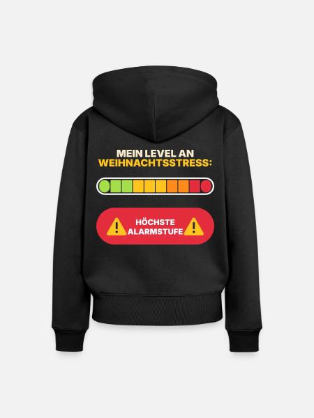 Weihnachtsstress: Höchste Alarmstufe - Frauen Premium Bio Zip Hoodie - Schwarz