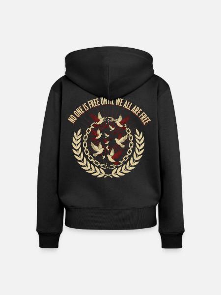 Gemeinsam Frei Taubenkreis - Frauen Premium Bio Zip Hoodie - Schwarz