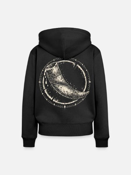 Odins Horn im Runenkreis - Frauen Premium Bio Zip Hoodie - Schwarz