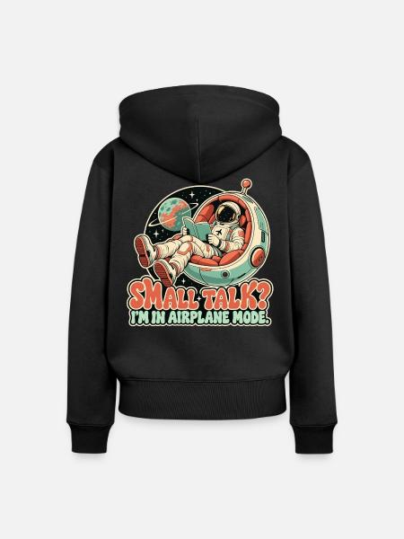 Small Talk im Flugmodus - Frauen Premium Bio Zip Hoodie - Schwarz