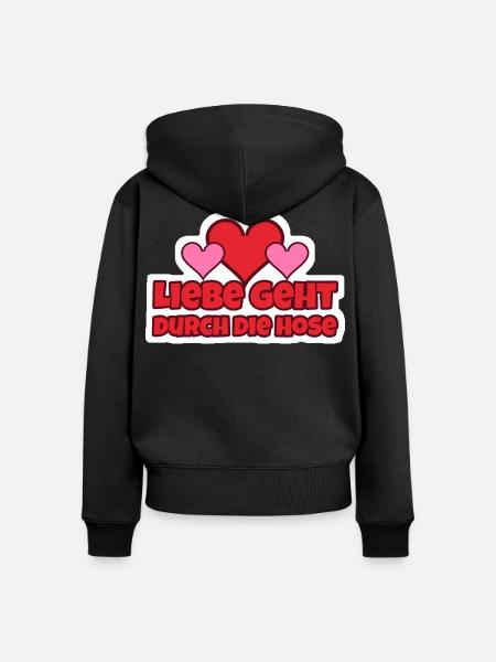 Liebe geht durch die Hose Sticker - Frauen Premium Bio Zip Hoodie - Schwarz