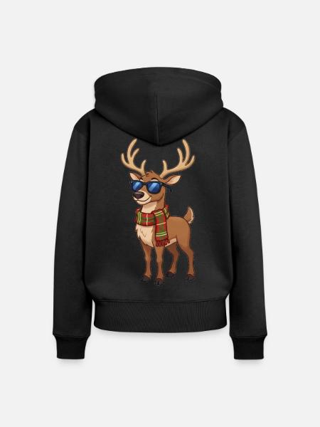 Rentier - Frauen Premium Bio Zip Hoodie - Schwarz