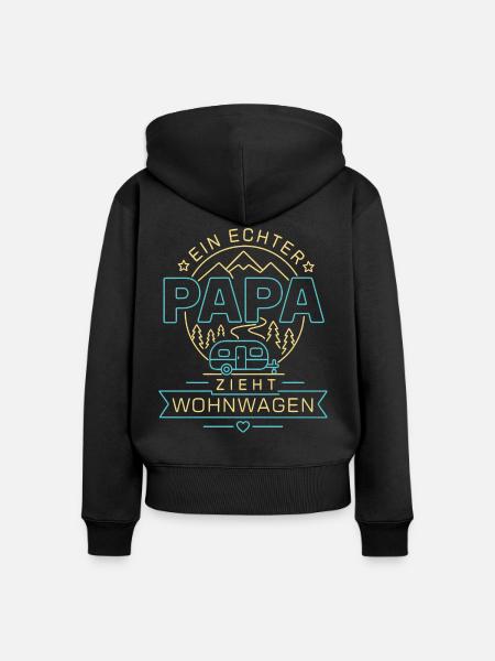 Ein echter Papa zieht Wohnwagen - Frauen Premium Bio Zip Hoodie - Schwarz
