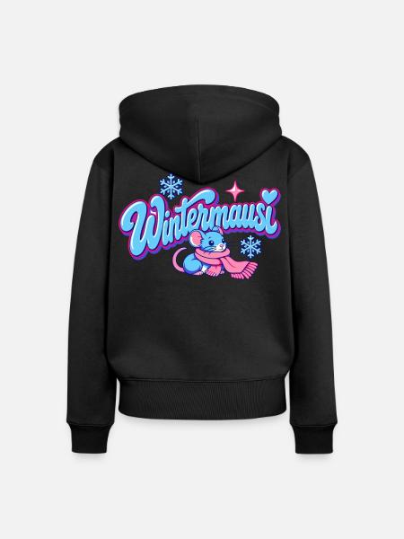 Wintermausi Y2K - Frauen Premium Bio Zip Hoodie - Schwarz