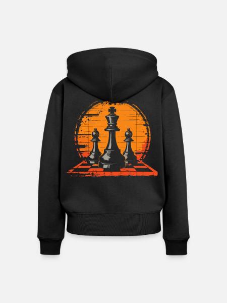Schachfiguren Porträt - Frauen Premium Bio Zip Hoodie - Schwarz