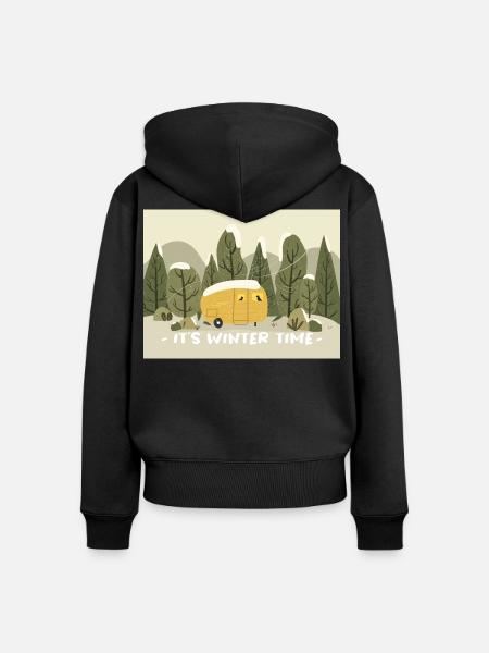 Retro Wohnmobil Winter Ready - Frauen Premium Bio Zip Hoodie - Schwarz