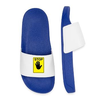 Stop Sign Logo - Kids’ Pool Sliders - royal blue - Front