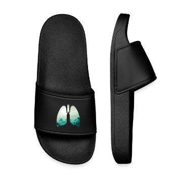 Green nature forest landscape lungs - Kids’ Pool Sliders - black - Front