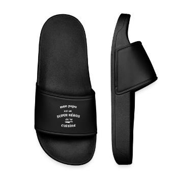 My dad is a superhero of the kitchen - Kids’ Pool Sliders - black - Front