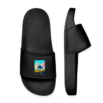 Mont Saint Michel France Vintage Travel Poster WPA - Kids’ Pool Sliders - black - Front